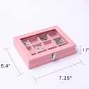 Frebeauty Jewelry Organizer Tray with Clear Lid,12 Grid Velvet Drawer Insert Jewelry Storage Box with Transparent lid Jewelry Display Case Store Showcase Jewelry Box Gift for Women(Pink,12 Grid)