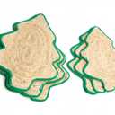 6 Pack 14inch individual Handwoven Christmas Tree Shaped Mat ( green and bamboo)