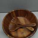 BILL.F Wooden Serving Bowl,12" Acacia Wood Large Salad Bowl Set with Salad Spoon and Fork for Fruits, Salads, Pasta
