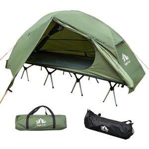 Night Cat Camping Cot Tent - Waterproof 1-Person Off-Ground Combo Cot Bed for Adults Portable Easy Set-up Tent (Green)