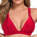 RELLECIGA Women’s Triangle Bikini Top Crisscross Back Swimsuit Padded Push Up Bathing Suit Top (S)