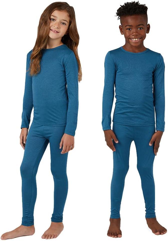 32 Degrees Heat Kids Lightweight Thermal Set  Warm Base Layer Top & Bottom for Cold Weather (X-Small, French Teal)