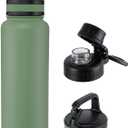 OLDLEY 40 oz Insulated Water Bottle With Straw, Stainless Steel Sports Water Cup Flask with 3 Lids(Straw, Spout and Handle Lid) Double Walled Travel Thermal Canteen Mug,Army Green