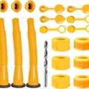 Gas Can Spout Replacement, Gas Can Nozzle Replacement (3 Kits-Yellow). for 1/2/5/10 gallon gas cans. Upgraded replacement gas can spout with flexible nozzle, vent cap, thick rubber pad, spout cover