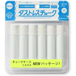 Rikagaku White Dustless Chalk, 6-Pieces (DCC-6-W) (6 Count (Pack of 1))
