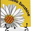 Summer Decor - 5‘’ Hello Sunshine Wooden Sign with Metal Stand - Daisy Rustic Farmhouse Seasonal Desktop Decor for Office Room Desk Shelf, Home Decoration & Housewarming Gift For Friends Family -A02