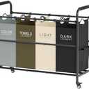 Tajsoon 4 Bag Laundry Sorter Cart, 4 Section Laundry Hamper Sorter with Heavy Duty Lockable Rolling Wheels, Laundry Separator Hamper with Removable Bags for Dirty Clothes Storage, 4 Colors