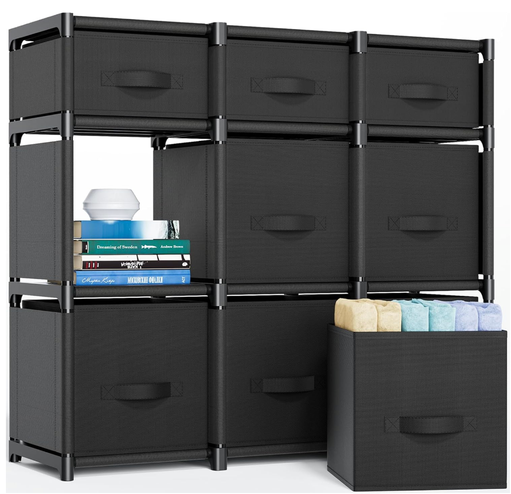 Mavivegue 9 Cube Storage Organizer, Closet Organizers and Storage, Cube Storage Shelf, Easy to Assemble with Storage Drawers, DIY Closet Cube Organizer for Living Room, Bedroom, Dorm RoomBlack