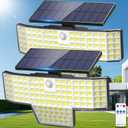 Adewalk Solar Lights Outdoor, 2PACK 448 LED Wall-Mounted Flood Light, 3500LM IP65 Waterproof Solar Street Lights with Motion Sensor and Remote Control for Dusk-to-Dawn Illumination