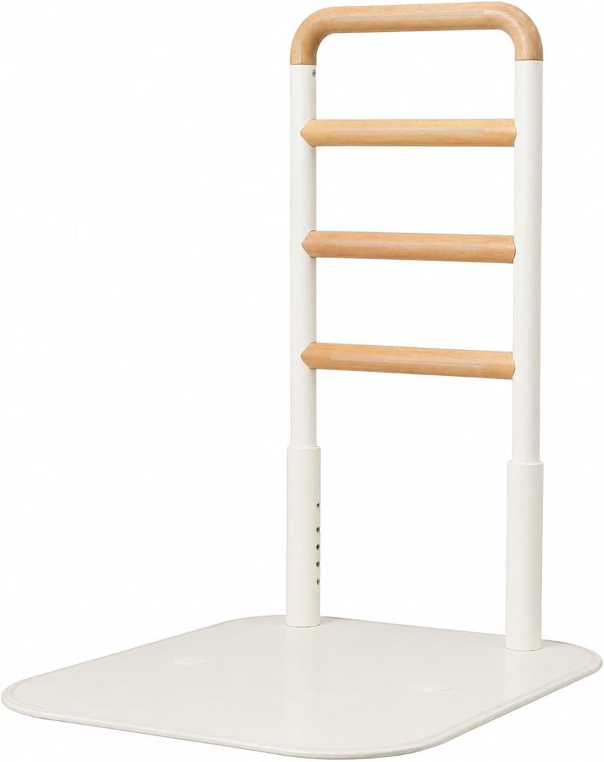 Chair & Couch Stand Assist Bar, Heavy Duty 400LB Load Stand Assist Aid for Elderly, 4-Level Adjustable with Photoluminescent Reflective Strip, Natural Wood Non-Slip Sofa Safety Rail