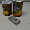 ALAZA Mysterious Tree Colorful Flameless Candles, LED Pillar Candles with Remote Timer, Battery Operated Candles Set of 2