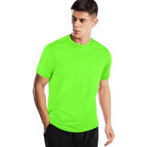 Zengjo Athletic Shirts for Men Short Sleeve Quick Dry Workout Running Gym Sport Exercise Tee Moisture Wicking (Green, M)