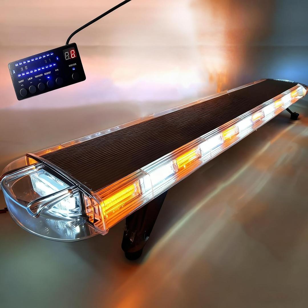 Amber/White 55" 104W Light Box Amber Bar Light Emergency Safety Beacon Warning Line Truck Light Response Strobe Lights 12V - 24V