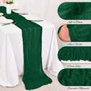 24 Pack Dark Green Cheesecloth Table Runner 10FT Boho Gauze Cheese Cloth Table Runner Rustic Sheer Fabric Table Runners for Wedding Bridal Shower Baby Shower Party(21.5120 Inch)
