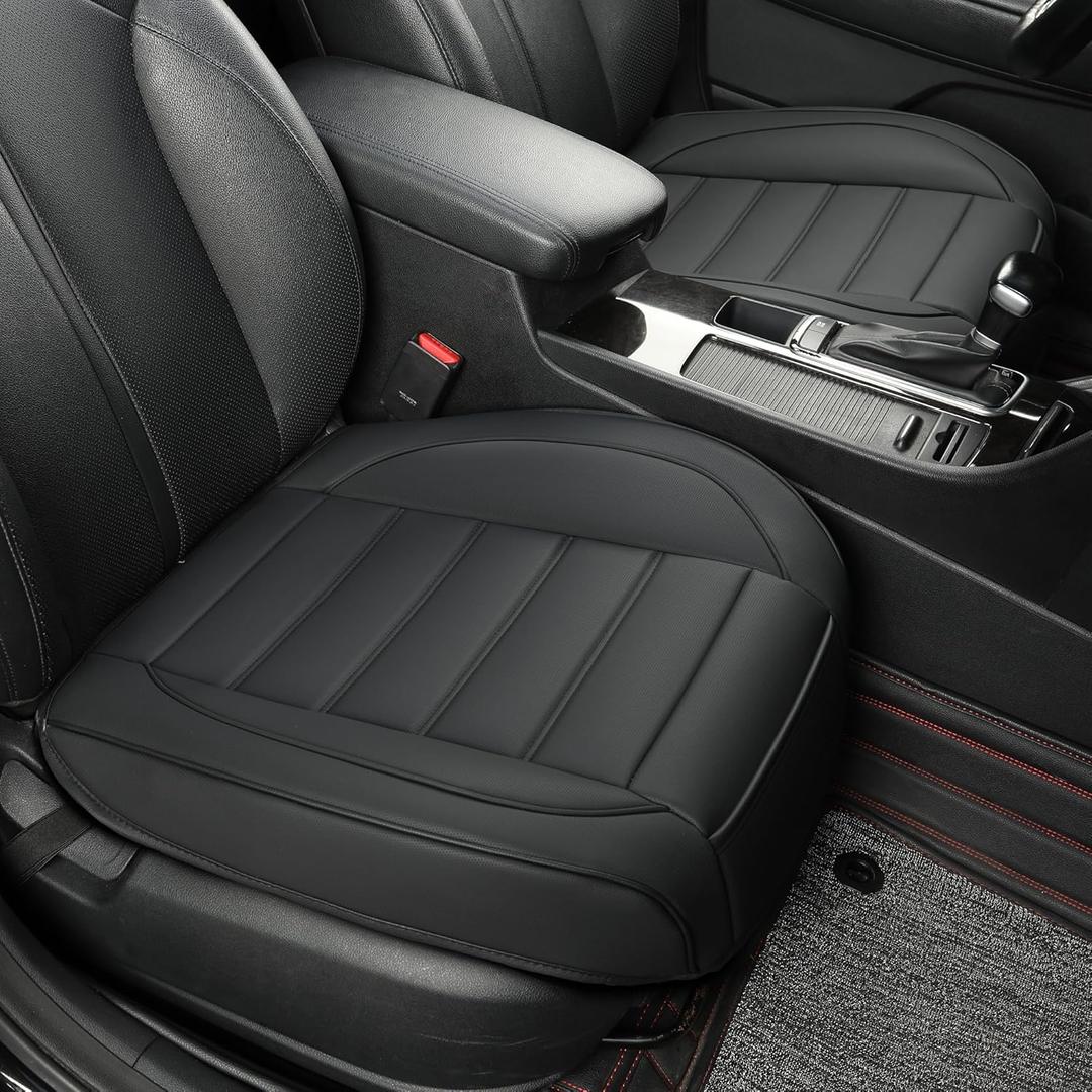 2 Pack Leather Front Car Seat Covers,Bottom Seat Covers for Cars,Driver Car Seat Cover,Luxury Seat Protectors,Waterproof,Full Wrap,for Most Vehicles,Sedan,Truck,SUV(Black)