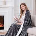 Sweetcrispy Heated Blanket Throw, 50''x60'' Heating Electric Blanket with 4 Heat Levels, Washable DualSided Flannel & Sherpa Fabric Electric Throw Blanket Warmer for Office Home Use