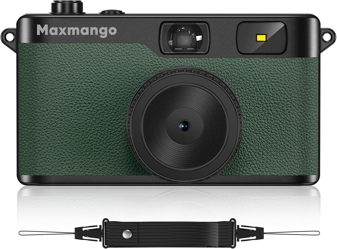 Maxmango D53 Vintage Digital Camera - Retro Digital Camera 12MP Screenless Vintage Camera Disposable Camera Replacement Includes 8GB SD Card Green
