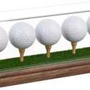 Hole in One Golf Ball Display Case Golf Ball Display Case Holder for 5 Golf Balls Wanult Wood Base Acrylic Golf Ball Holder Stand Lifelike Turf Wood Tee Memorabilia Showcase Cube Box Stand Gift Decor