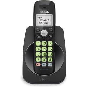 [New] VTech VG131-11 DECT 6.0 Cordless Phone - Bluetooth Connection, Blue-White Display, Big Buttons, Full Duplex, Caller ID, Easy Wall Mount, 1000ft Range (Black)