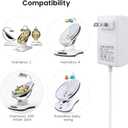 10 ft Power Cord for 4moms mamaRoo 4, 12V 3A Charger for RockaRoo Baby Swing, AC Adapter, White