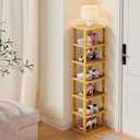 ZUJJAFY Vertical Shoe Rack for Entryway, Small Shoe Rack 7-Tier Tall Shelf for Narrow Spaces Free Standing, Bamboo Shoe Racks Organizer for Closet Corner Bedroom and Garage