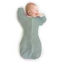 SwaddleDesigns Transitional Swaddle Sack with Arms Up Half-Length Sleeves and Mitten Cuffs, Small, 0-3 Months, 6-14 lbs, Heathered Jadeite (Arms Up Swaddle, Transition Swaddle Sleep Sack) (Small (6-14 Pound))
