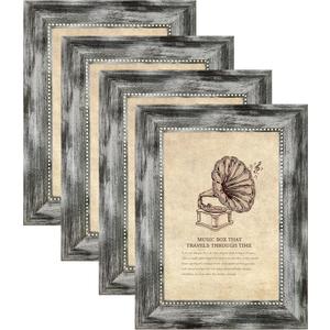 4x6 Picture Frames Set of 4 Vintage Photo Frame, Rustic Retro Photo Frame with Real Glass,Decorative Art Wall Mount and Tabletop Display Family Friends Wedding Gift (ps-Grey-4pcs)