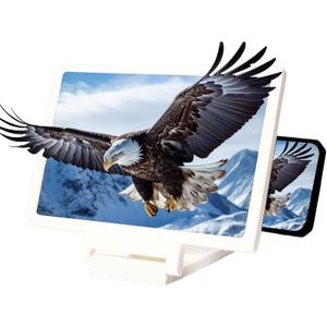Screen Phone Magnifier, Screen Magnifier for Cell Phone, 3D HD Foldable Design Screen Magnifier Version for Movies, Videos and Gaming, Portable with All Smartphones (White, 10-Inch)