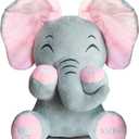Aidiya Elephant Stuffed Animals Baby Gifts Peluches Ear Interactive Elephant Talking Singing Plush Toys for Girls Boys Gift Adjustable Volume 11.8" Set (Pink)