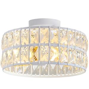 Ruibutrade Modern Semi Flush Mount Ceiling Light - 11.8-Inch 3-Light Crystal Chandelier, White Ceiling Fixture for Bedroom Hallway Kitchen, Close-to-Ceiling Lighting with E26 Bulb Bases