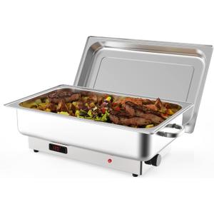 Garvee Electric Chafing Dish Buffet Set, 9 QT Buffet Servers and Warmers Stainless Steel Chafing Dish, Commercial Food Warmer with Temperature Control Display for Parties, Catering, Festivals