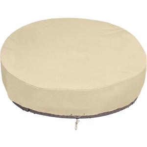 SunPatio Round Patio Daybed Cover 88 Inch, Heavy Duty Waterproof Outdoor Canopy Daybed Sofa Cover with Taped Seam, 85"L  88"W  35" /16"H, All Weather Protection, Beige