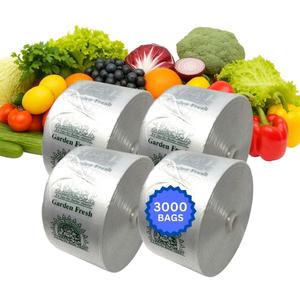 ASSUREPAK Clear Produce Bags Roll - 3000 bags - 15"x20" – (4 Rolls, 8 Microns) – for Grocery, Small Business, Reusable Produce Use, Food & Storage Needs, Garden Fresh, Narrow Profile, Kitchen Use