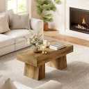 Tribesigns Round Coffee Table with Storage Space Metal Frame 2 Tier 80 x 80 x 45 cm Wood Grain Modern Living Room Center Table
