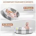 Collapsible Baby Bathtub with Soft Cushion and Thermometer, Newborn to Toddler Tub 0-36 Months with Toy Storage Mesh Bag, Portable Travel Bath for Infants (Grey)