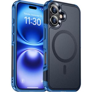 Temdan Designed for iPhone 16 Case Magnetic,[Compatible with Magsafe][Military Grade Drop Protection] Dropproof Heavy Duty Tough Rugged Shockproof Phone Case for iPhone 16 (6.1")-Seablue