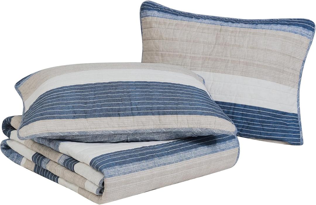 Nautica - Soft Queen Quilt Set with Shams, Lightweight Bedding