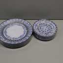 Hioasis 60pcs Blue Plastic Plates Set - Floral Blue & White Porcelain Design, 10.25" Dinner & 7.5" Dessert Plates Disposable for Wedding (Dishwasher Safe, Traditional Style)