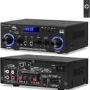 Amp10 Amplifier Home Audio,400W Power Amplifier 2 Channel Stereo Receiver with Bluetooth 5.0,Active Subwoofer Output, FM Radio, USB/SD/AUX, MIC, Remote Control for Home Theater (Black)