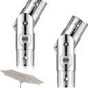 2 Pcs Patio Umbrella Pole Replacement Parts Outdoor, Fits for 1.5 Inches Diameter, Wear Resistant Push-Button Tilt Adjustment Metal Parasol Mounting Bracket Accessories for Yard Deck Balcony Garden