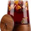 FOODLE Extra Large Glass Drink Dispenser with Spigot - Glass Beverage Dispenser with Stand - Perfect for Parties & Catering - Pitcher for Lemonade, Water, Sangria & Juice - Leakproof Spout - 3 Gallon