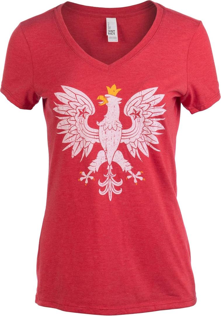 Nations of The World - National Pride Flag Symbol Arms Tee V-Neck T-Shirt Top for Women (Small)