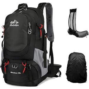 Vellyhiker 50L Hiking Backpack for Outdoor Camping Travel Cycling Daypack Ultralight Backpack for Adults Travel Daypack (Black)