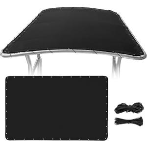Yimisting 1200D T Top Canvas Replacement, Heavy Duty Waterproof Boat t top Canvas Replacement for Center Console Boat Cover T-Top with Storage Bag,Signal Black 82" x 58"