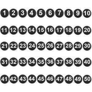 50pcs Magnetic Numbers, 0.8" Small Round Numbers Magnetic Accents 1-50 Circles Magnet Numbers for Classroom Whiteboard Calendar Refrigerator Home School Office (Black)