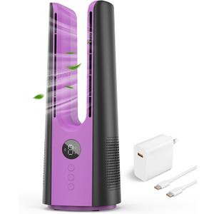 Desk Fan, 13 Inch Portable Bladeless Fan, Small Quiet Table Fan with 60Oscillating, 9 Speeds & 9H Timer, LED Display, Button Control, Easy to Clean, Personal Desktop Fan for Bedroom, Office