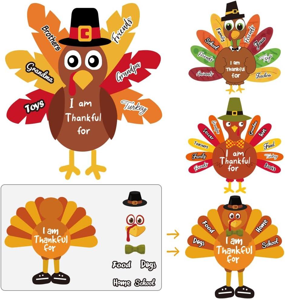Thanksgiving Crafts for Kids, Make-a-Turkey Crafts Stickers for Kids, Thanksgiving Games Activities Gifts Party Favors - 36 Sheets (9.8" * 7.5" (36 Sheets))