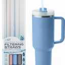 Mist Replacement Filtering Straw Compatible with Stanley Cup and 40 oz 30 oz Tumblers, 3 Pack with Gray, Blue, Pink and Cleaning Brush