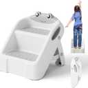 Toddler Step Stool, Easy to Fold Step Stools for Toddlers with Non-Slip Surface & Alphabet Patterns, Lightweight & Cute Kids Step Stool for Potty Training, Bathroom Sink, and Bedroom, Gray