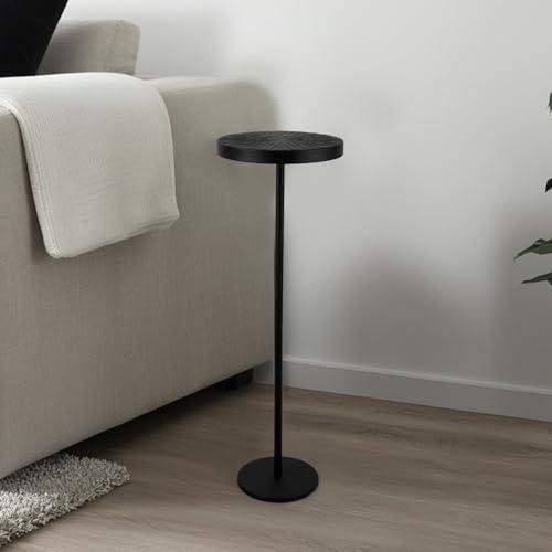 COVLON Metal Drink Table, Black Side Table, Modern Martini Table Small End Table for Small Spaces, Living Room, Sofa Couch, Patio, Black
